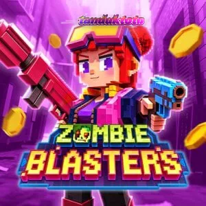 Tampilan antarmuka slot Zombie Blasters dengan tema arkade retro