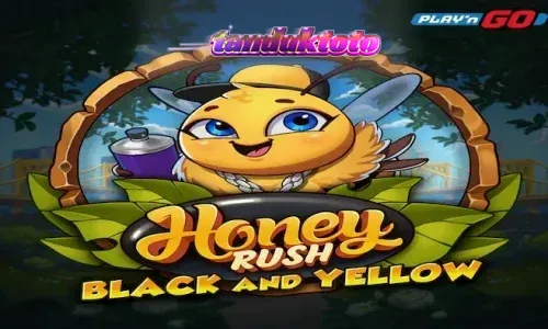 Tampilan visual slot Honey Rush Black and Yellow dengan tema neon kota